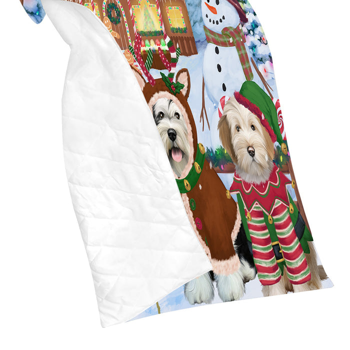 Holiday Gingerbread Cookie Tibetan Terrier Dogs Quilt
