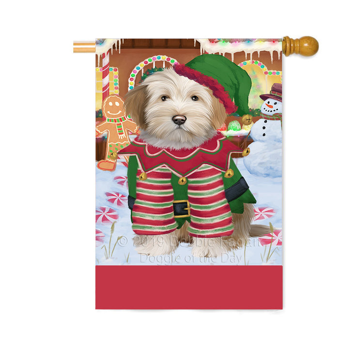 Personalized Gingerbread Candyfest Tibetan Terrier Dog Custom House Flag FLG63985