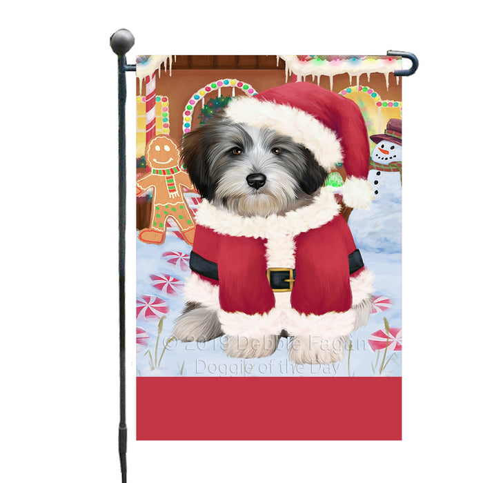 Personalized Gingerbread Candyfest Tibetan Terrier Dog Custom Garden Flag GFLG64204