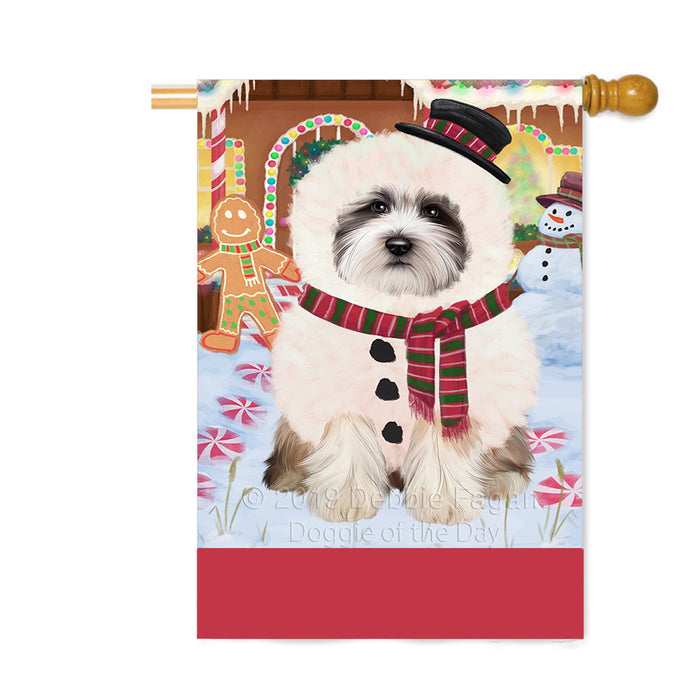 Personalized Gingerbread Candyfest Tibetan Terrier Dog Custom House Flag FLG63988