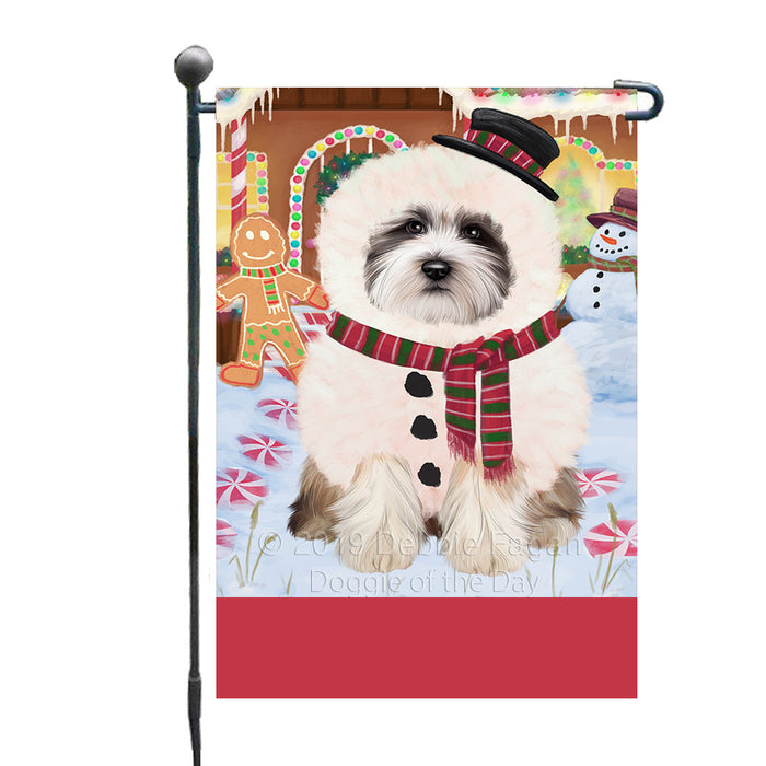 Personalized Gingerbread Candyfest Tibetan Terrier Dog Custom Garden Flag GFLG64205