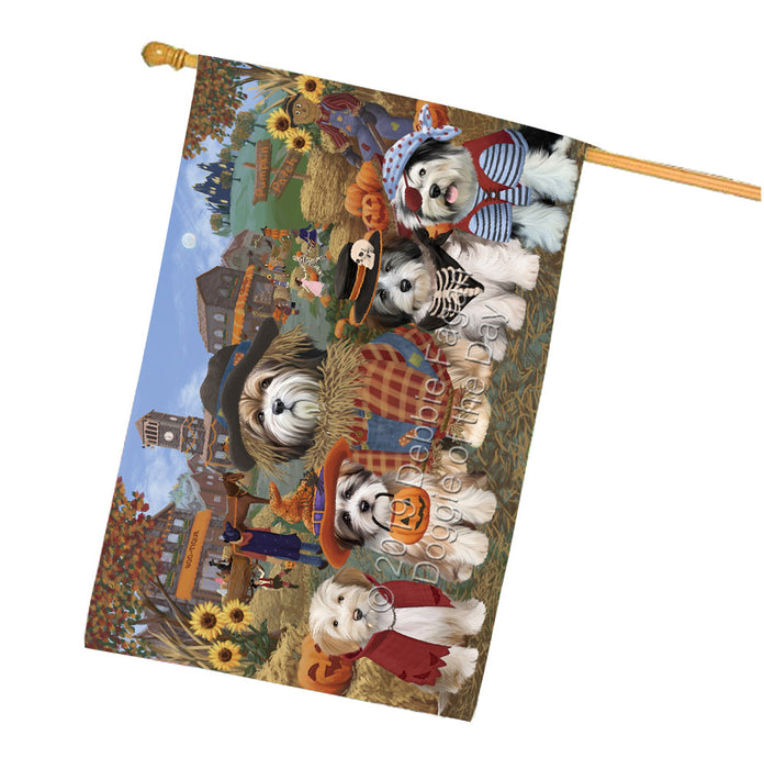 Halloween 'Round Town Tibetan Terrier Dogs House Flag FLG65922