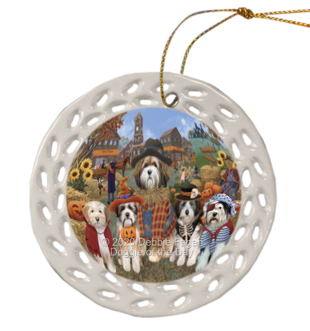 Halloween 'Round Town Tibetan Terrier Dogs Doily Ornament DPOR58074