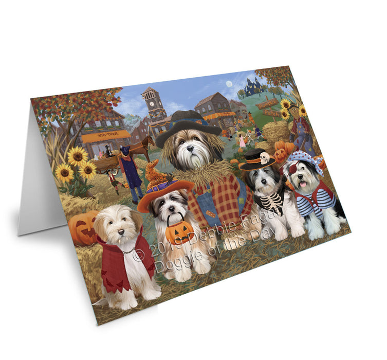 Halloween 'Round Town Tibetan Terrier Dogs Handmade Artwork Assorted Pets Greeting Cards and Note Cards with Envelopes for All Occasions and Holiday Seasons GCD78476