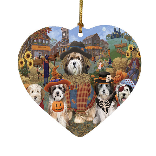Halloween 'Round Town Tibetan Terrier Dogs Heart Christmas Ornament HPOR57710