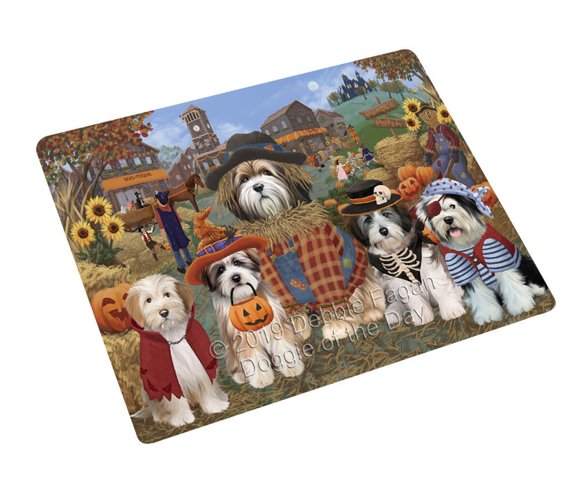 Halloween 'Round Town Tibetan Terrier Dogs Cutting Board - For Kitchen - Scratch & Stain Resistant - Designed To Stay In Place - Easy To Clean By Hand - Perfect for Chopping Meats, Vegetables