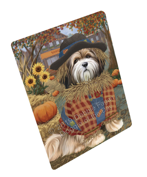 Fall Pumpkin Scarecrow Tibetan Terrier Dogs Cutting Board - For Kitchen - Scratch & Stain Resistant - Designed To Stay In Place - Easy To Clean By Hand - Perfect for Chopping Meats, Vegetables