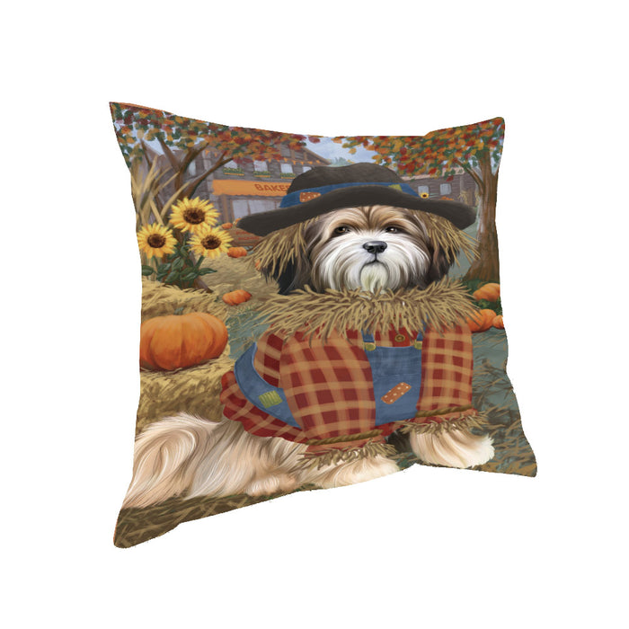 Fall Pumpkin Scarecrow Saint Bernard Dogs Pillow PIL85432 (18x18)
