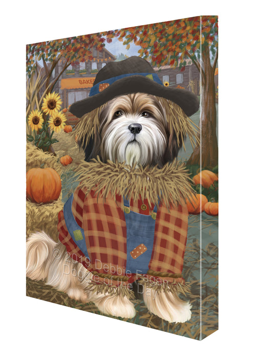 Fall Pumpkin Scarecrow Tibetan Terrier Dogs Canvas Print Wall Art Décor CVS144602