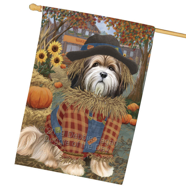 Fall Pumpkin Scarecrow Tibetan Terrier Dogs House Flag FLG65983