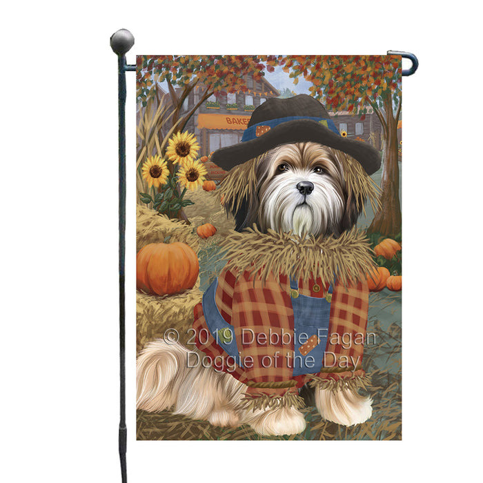 Fall Pumpkin Scarecrow Tibetan Terrier Dogs Garden Flag GFLG65815