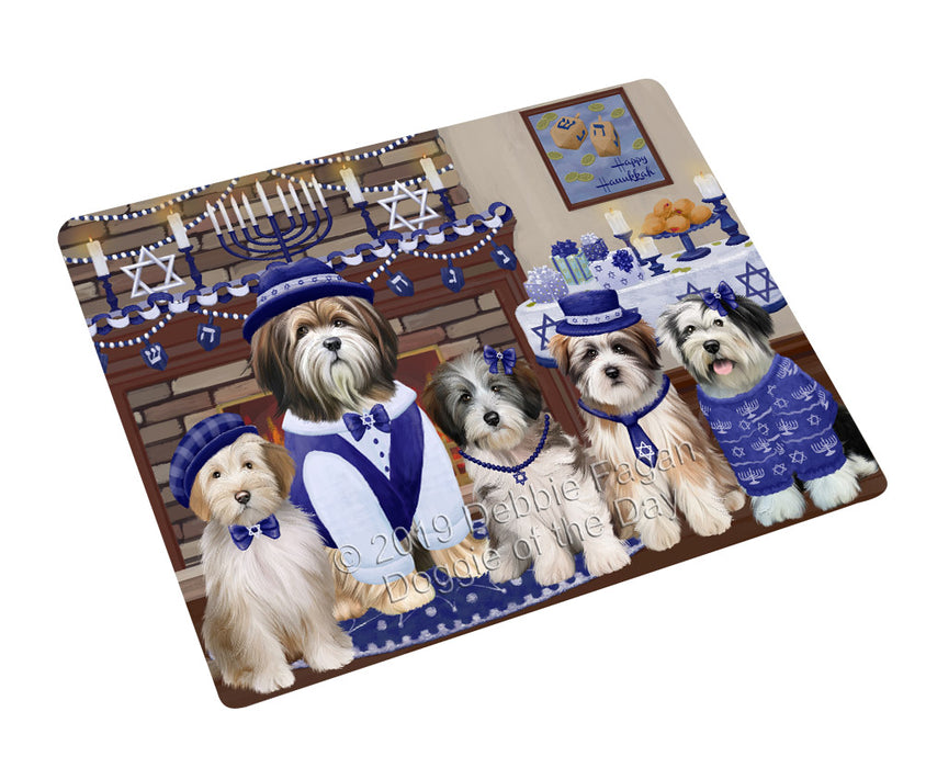 Happy Hanukkah Family Tibetan Terrier Dogs Cutting Board - For Kitchen - Scratch & Stain Resistant - Designed To Stay In Place - Easy To Clean By Hand - Perfect for Chopping Meats, Vegetables