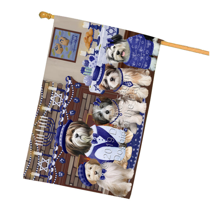 Happy Hanukkah Family Tibetan Terrier Dogs House Flag FLG65952