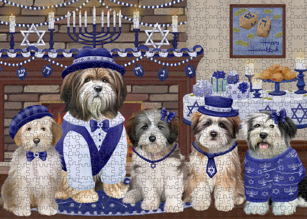 Happy Hanukkah Family Tibetan Terrier Dogs Puzzle with Photo Tin PUZL98928