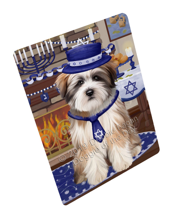Happy Hanukkah Tibetan Terrier Dog Cutting Board - For Kitchen - Scratch & Stain Resistant - Designed To Stay In Place - Easy To Clean By Hand - Perfect for Chopping Meats, Vegetables