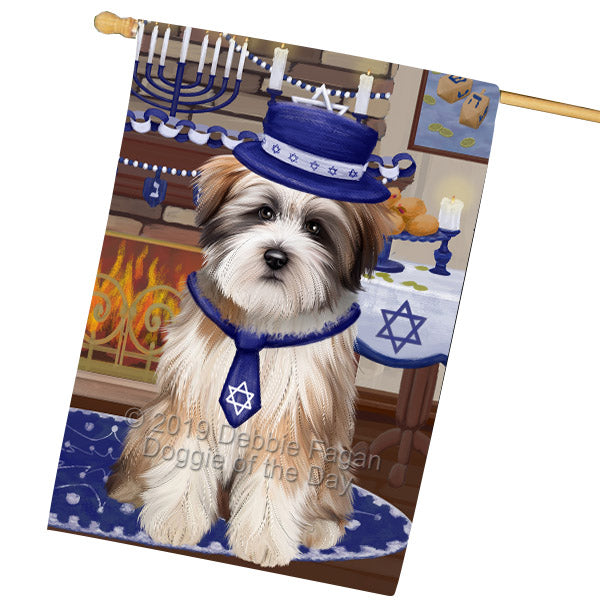 Happy Hanukkah Tibetan Terrier Dog House Flag FLG66013