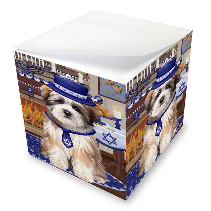 Happy Hanukkah Family Tibetan Terrier Dogs Note Cube NOC-DOTD-A57659