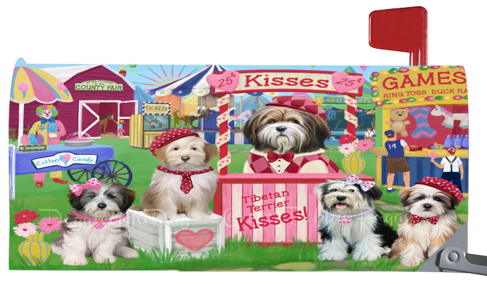 Carnival Kissing Booth Tibetan Terrier Dogs Magnetic Mailbox Cover Both Sides Pet Theme Printed Decorative Letter Box Wrap Case Postbox Thick Magnetic Vinyl Material