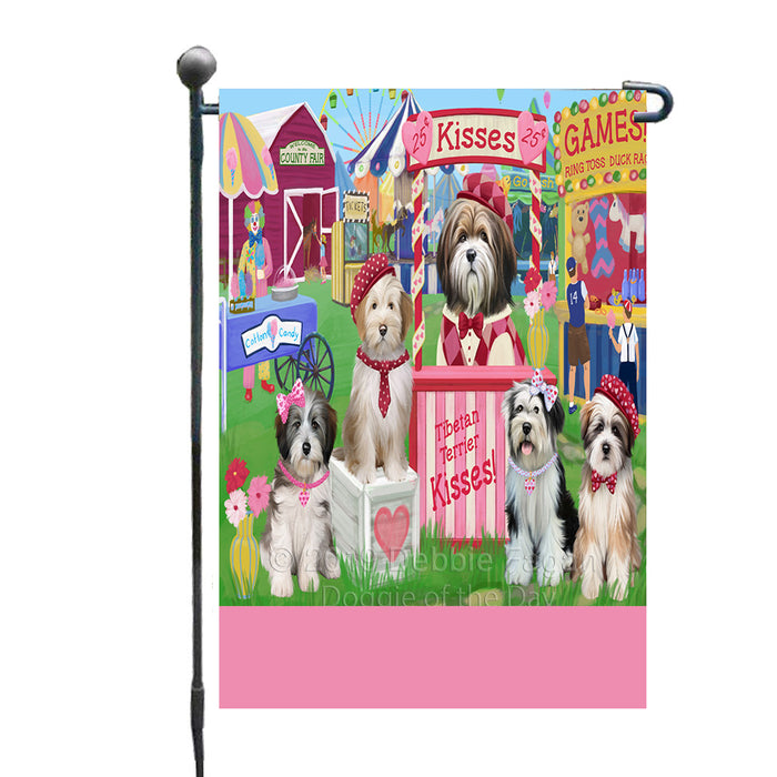 Personalized Carnival Kissing Booth Tibetan Terrier Dogs Custom Garden Flag GFLG64323