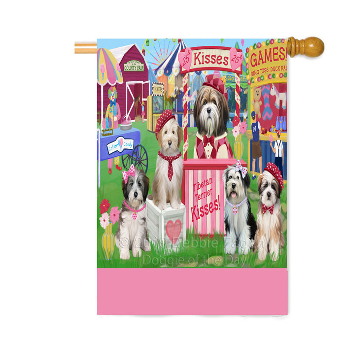 Personalized Carnival Kissing Booth Tibetan Terrier Dogs Custom House Flag FLG63647