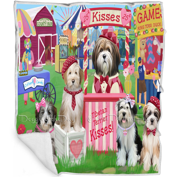 Carnival Kissing Booth Tibetan Terriers Dog Blanket BLNKT123816