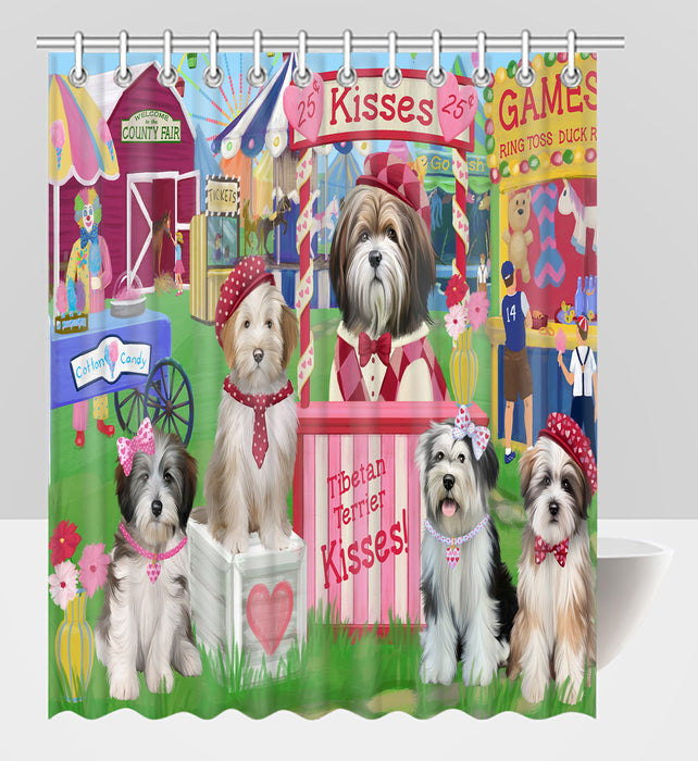 Carnival Kissing Booth Tibetan Terrier Dogs Shower Curtain