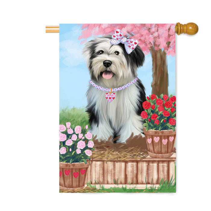 Personalized Rosie 25 Cent Kisses Tibetan Terrier Dog Custom House Flag FLG64961