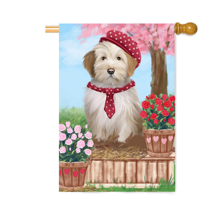 Personalized Rosie 25 Cent Kisses Tibetan Terrier Dog Custom House Flag FLG64962
