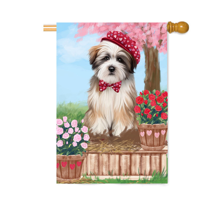 Personalized Rosie 25 Cent Kisses Tibetan Terrier Dog Custom House Flag FLG64963