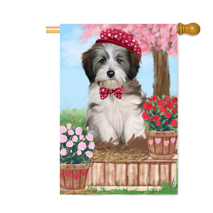 Personalized Rosie 25 Cent Kisses Tibetan Terrier Dog Custom House Flag FLG64964