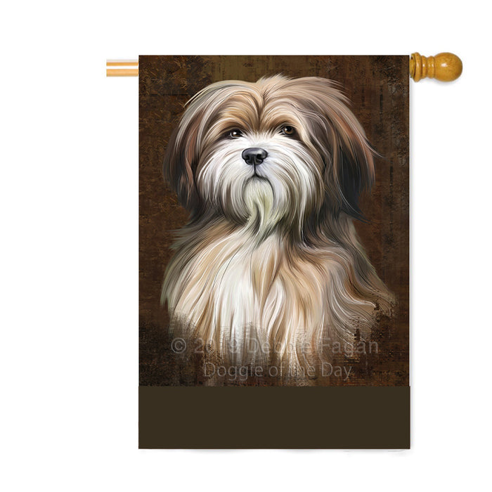 Personalized Rustic Tibetan Terrier Dog Custom House Flag FLG64725