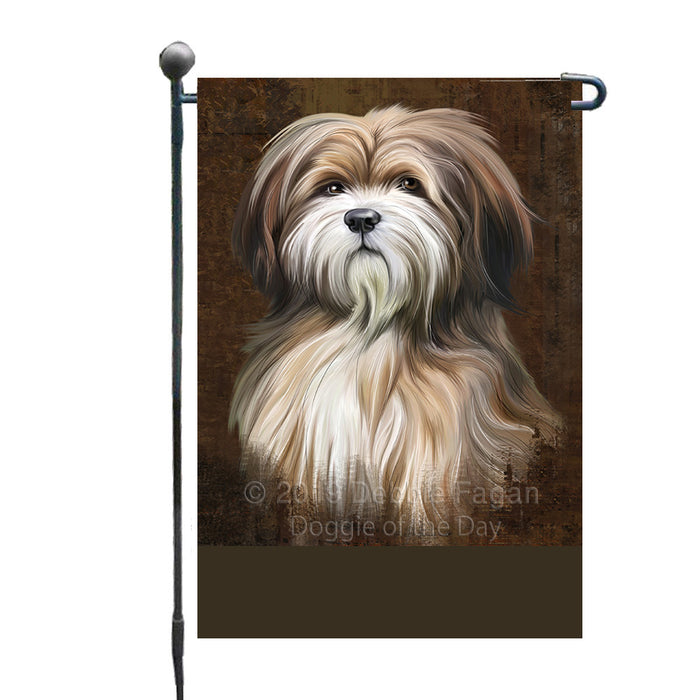 Personalized Rustic Tibetan Terrier Dog Custom Garden Flag GFLG63648