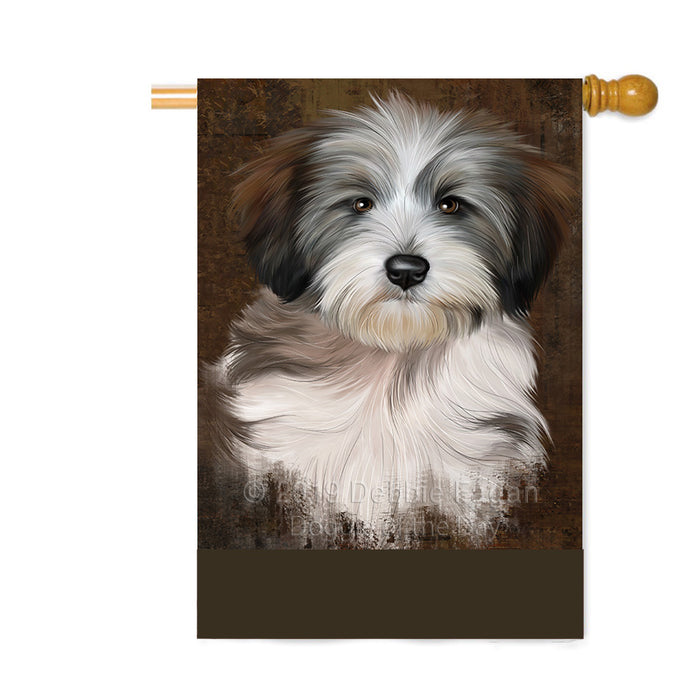 Personalized Rustic Tibetan Terrier Dog Custom House Flag FLG64726