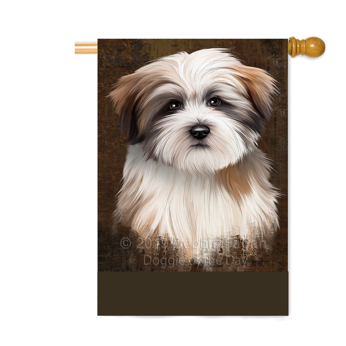 Personalized Rustic Tibetan Terrier Dog Custom House Flag FLG64727