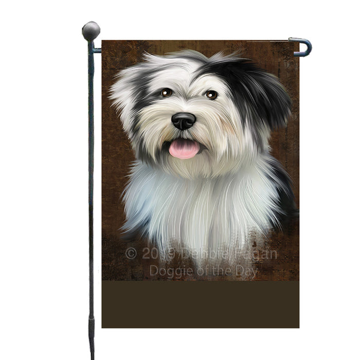 Personalized Rustic Tibetan Terrier Dog Custom Garden Flag GFLG63651