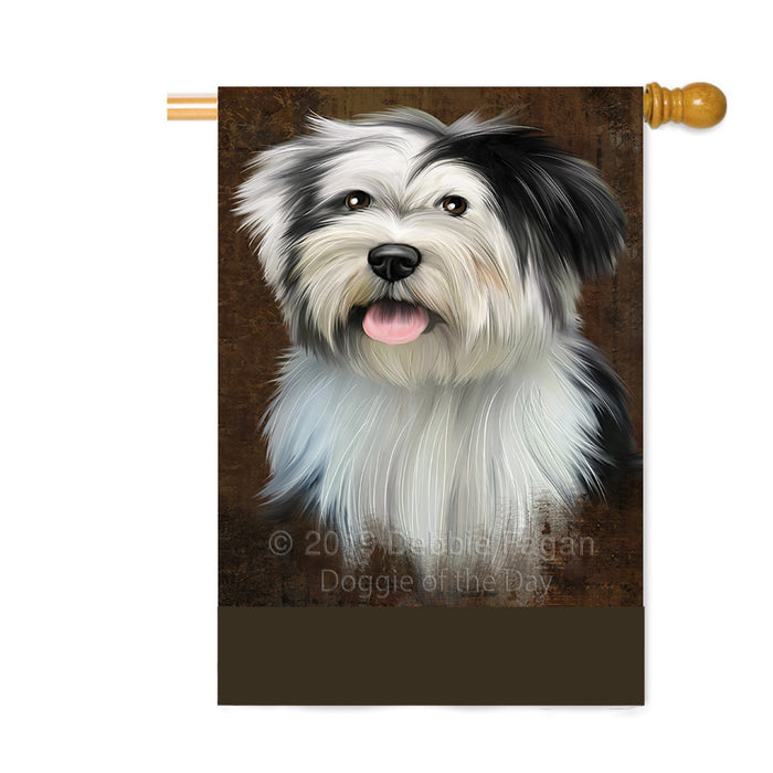 Personalized Rustic Tibetan Terrier Dog Custom House Flag FLG64728