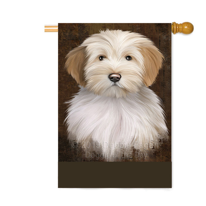 Personalized Rustic Tibetan Terrier Dog Custom House Flag FLG64729