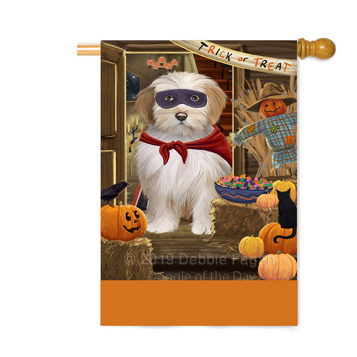 Personalized Enter at Own Risk Trick or Treat Halloween Tibetan Terrier Dog Custom House Flag FLG-DOTD-A59806