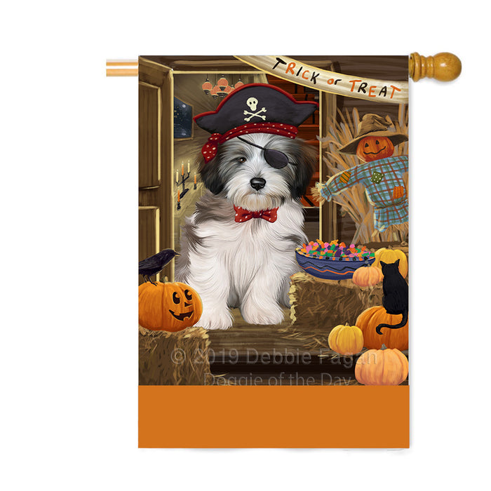 Personalized Enter at Own Risk Trick or Treat Halloween Tibetan Terrier Dog Custom House Flag FLG-DOTD-A59807