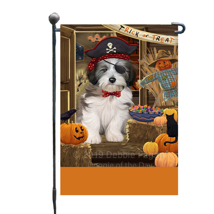 Personalized Enter at Own Risk Trick or Treat Halloween Tibetan Terrier Dog Custom Garden Flags GFLG-DOTD-A59751