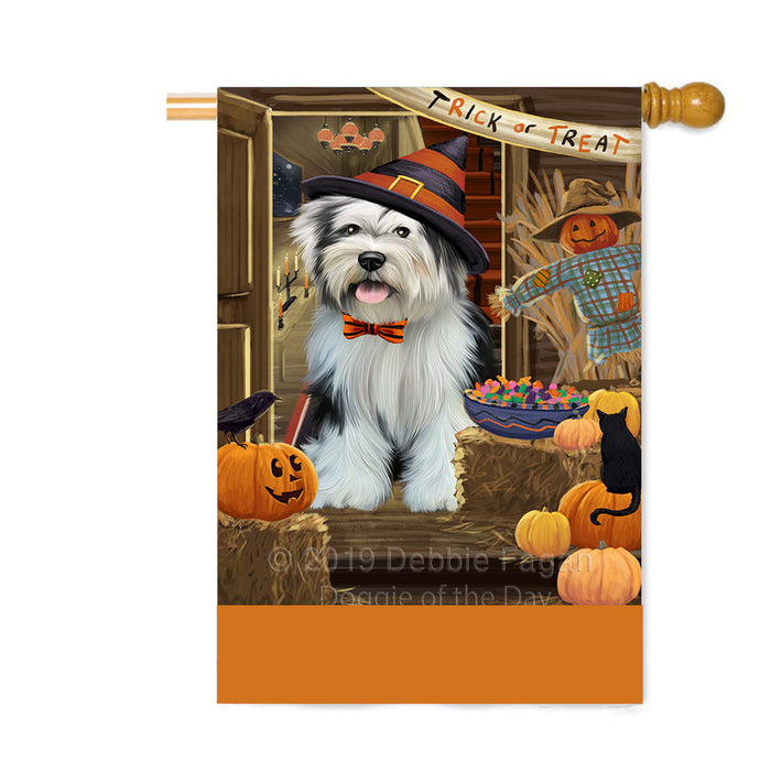 Personalized Enter at Own Risk Trick or Treat Halloween Tibetan Terrier Dog Custom House Flag FLG-DOTD-A59808