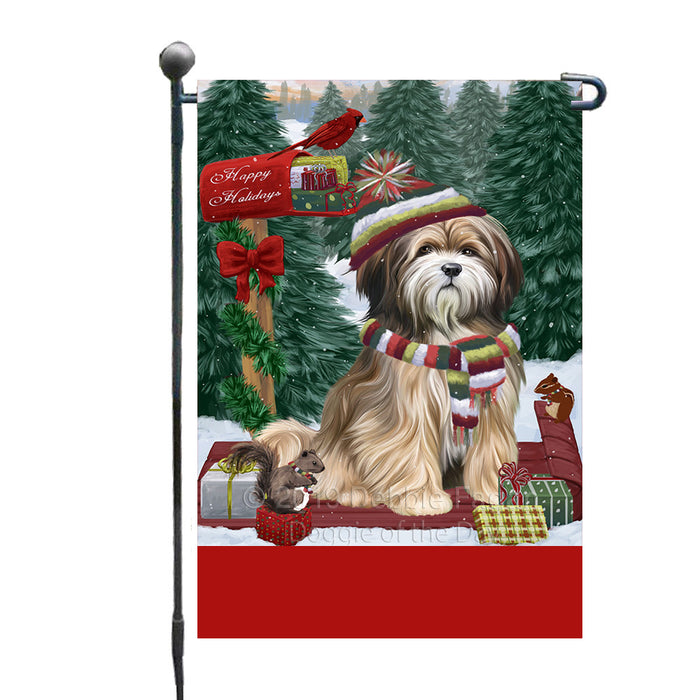 Personalized Merry Christmas Woodland Sled  Tibetan Terrier Dog Custom Garden Flags GFLG-DOTD-A61709