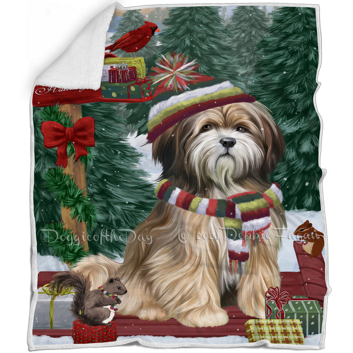 Merry Christmas Woodland Sled Tibetan Terrier Dog Blanket BLNKT114897
