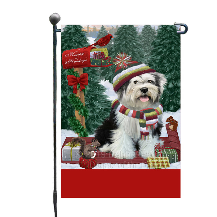 Personalized Merry Christmas Woodland Sled  Tibetan Terrier Dog Custom Garden Flags GFLG-DOTD-A61713