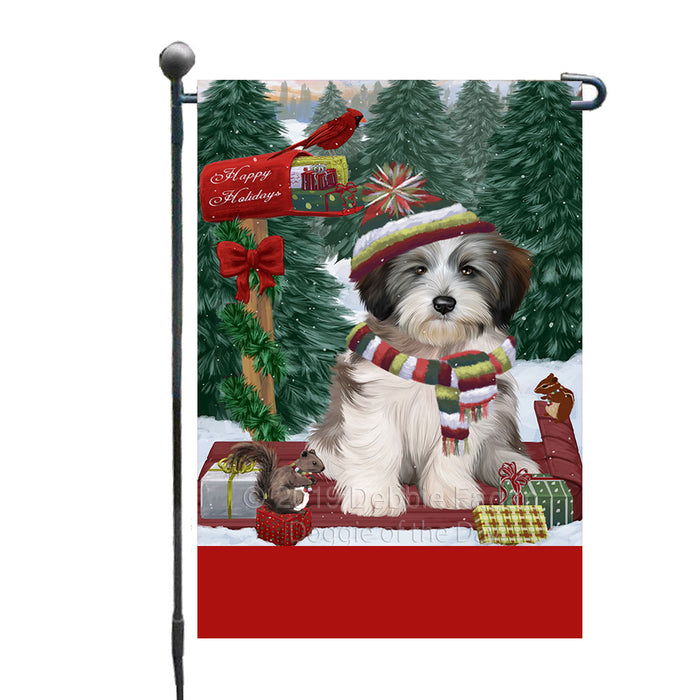 Personalized Merry Christmas Woodland Sled  Tibetan Terrier Dog Custom Garden Flags GFLG-DOTD-A61711