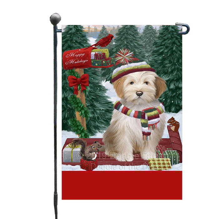 Personalized Merry Christmas Woodland Sled  Tibetan Terrier Dog Custom Garden Flags GFLG-DOTD-A61712