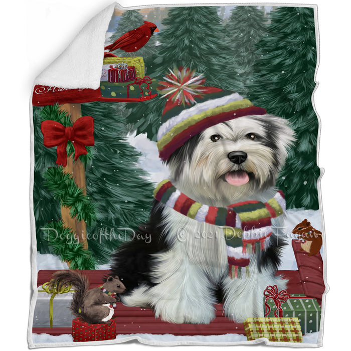 Merry Christmas Woodland Sled Tibetan Terrier Dog Blanket BLNKT114933