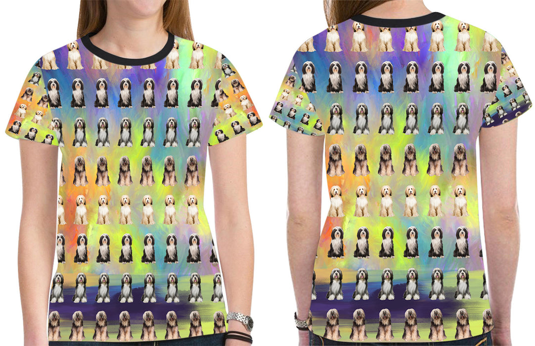 Paradise Wave Tibetan Terrier Dogs All Over Print Mesh Women's T-shirt