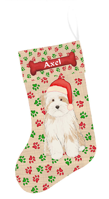 Pet Name Personalized Christmas Paw Print Tibetan Terrier Dogs Stocking