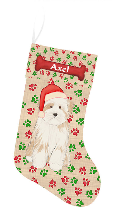 Pet Name Personalized Christmas Paw Print Tibetan Terrier Dogs Stocking